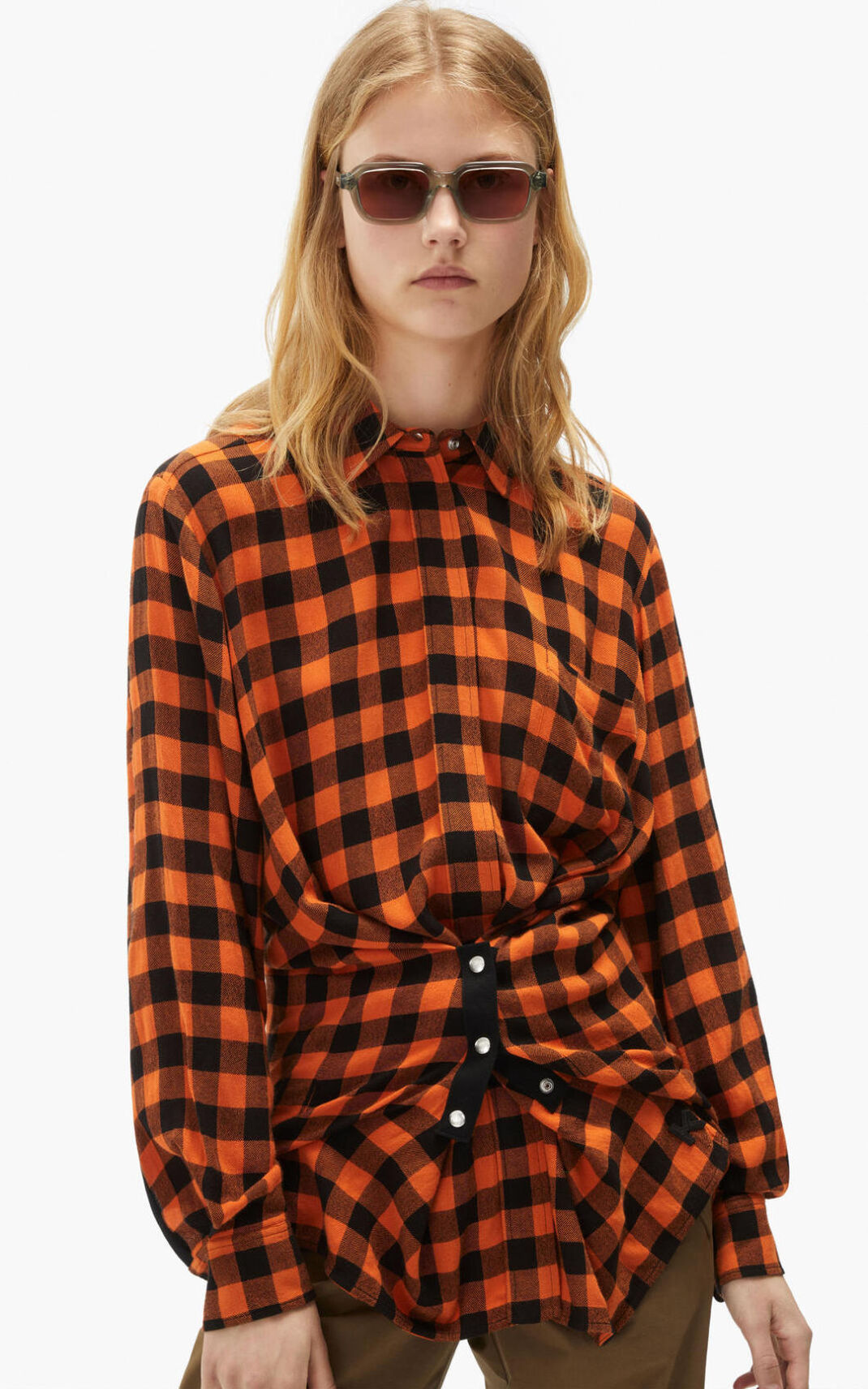 Camisa Kenzo Long checked Mujer Naranjas - SKU.3509013